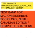 TEST BANK FOR MACIONIS/GERBER,SOCIOLOGY , 9TH CANADIAN EDITION