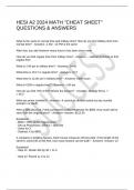 HESI A2 2024 MATH "CHEAT SHEET" QUESTIONS & ANSWERS