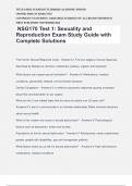 NSG170 Test 1: Sexuality and Reproduction Exam Study Guide with Complete Solutions