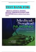 TEST BANK FOR:   MEDICAL-SURGICAL NURSING: CRITICAL THINKING IN PATIENT CARE 5TH EDITION PRISCILLA LEMON by Priscilla LeMone (Author).