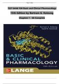 Test Bank for Basic and Clinical Pharmacology 15th Edition By Bertram G. Katzung Chapter 1-66 Complete Guide