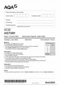 AQA GCSE HISTORY PAPER 2 SECTION B/D 2024 (8145/2B/D: Restoration England, 1660-1685)