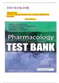 TEST BANK FOR   Pharmacology: A Patient- Centered Nursing Process Approach, 9th Edition By Mccuistion 100% Graded	A+