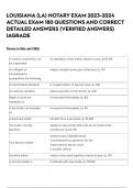 LOUISIANA (LA) NOTARY EXAM 2023-2024 ACTUAL EXAM 180 QUESTIONS AND CORRECT DETAILED ANSWERS (VERIFIED ANSWERS) |AGRADE