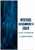 MTE1501 Assignment 4 2024 | Due 20 September 2024