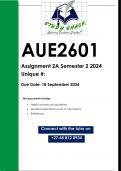 AUE2601 Assignment 2A (QUALITY ANSWERS) Semester 2 2024