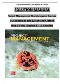 Solution manual for Project Management, The Managerial Process, 8th Edition by Erik W. Larson, Clifford F. Gray Chapters 1 - 16 (Verified by Experts)