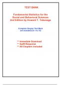 Test Bank for Fundamental Statistics for the Social and Behavioral Sciences, 2nd Edition Tokunaga (All Chapters included)