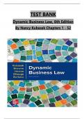 TEST BANK For Dynamic Business Law 6th Edition by Kubasek, Browne, Herron, Dhooge and Barkacs, Chapters 1 - 52, Complete Newest Version