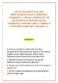 ATI FUNDAMENTALS 2019  PROCTORED EXAM 2 VERSIONS  (VERSION A AND B) COMPLETE 170  QUESTIONS WITH DETAILED  VERIFIED ANSWERS (100% CORRECT  ANSWERS)/ALREADY GRADED A+