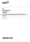 AQA AS GEOGRAPHY 7036/2 Paper 2 Human geography and geography fieldwork investigation Mark scheme June 2024 Version: 1.0 Final