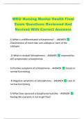 WKU Nursing Mental Health Final  Exam Questions Reviewed And  Revised With Correct Answers 