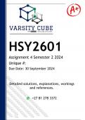 HSY2601 Assignment 4 (DETAILED ANSWERS) Semester 2 2024 - DISTINCTION GUARANTEED