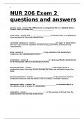 NUR 206 Exam 2 questions and answers