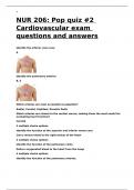 NUR 206 Pop quiz -2 Cardiovascular exam questions and answers