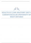 HEALTH SCI 2300 ANATOMY UNIT 6  CARDIOVASCULAR UNIVERSITY OF  WEST ONTARIO