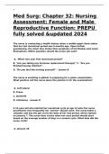 Med Surg Chapter 32 Nursing Assessment Female and Male Reproductive Function PREPU fully solved