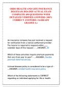 OHIO HEALTH AND LIFE INSURANCE  2024 EXAM 2024-2025 ACTUAL EXAM  COMPLETE 450 QUESTIONS WITH  DETAILED VERIFIED ANSWERS (100%  CORRECT ANSWERS) /ALREADY  GRADED A+