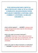 NUR 2459 RASMUSSEN MENTAL  HEALTH EXAM 1 2024 ACTUAL EXAM  COMPLETE 250 QUESTIONS WITH  DETAILED VERIFIED ANSWERS (100%  CORRECT ANSWERS) /ALREADY  GRADED A+ 