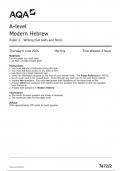 AQA A LEVEL MODERN HEBREW PAPER 2 QUESTION PAPER  2024 (7672/2 : Writing  (set texts and films)