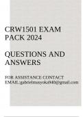 CRW1501 Exam pack 2024(Questions and answers)