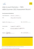 AQA A-Level Chemistry Assessment Record.