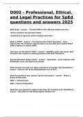 D002 - Professional, Ethical, and Legal Practices for SpEd questions and answers 2025