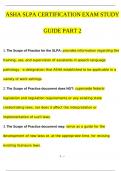 ASHA SLPA CERTIFICATION EXAM STUDY GUIDE PART 2 Questions And Answers Latest 2024/ 2025 Graded A+ | 100% Verified!