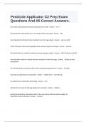  Pesticide Applicator C2 Prep Exam Questions And All Correct Answers.