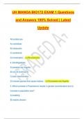 UH MANOA BIO172 EXAM 1 Questions and Answers 100% Solved | Latest Update