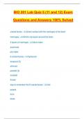 BIO 201 Lab Quiz 5 (11 and 12) Exam Questions and Answers 100% Solved