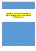 Module 1: Financial Accounting for MBAs Revised Questions and 100% Verified Answers