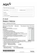 AQA HEBREW  7672 paper 1 question paper ModernHebrew A 22 May 2024