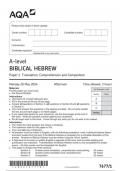 AQA HEBREW  7677 paper 1 question paper BiblicalHebrew A 20 May 2024