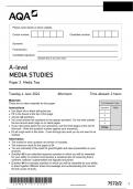 AQA A-level MEDIA STUDIES 7572/2 Paper 2 Media Two June 2024 Questions Paper