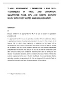 TLI4801 ASSIGNMENT 1 SEMESTER 1 FOR 2022-TECHNIQUES IN TRIAL AND  LITIGATION-90% AND ABOVE