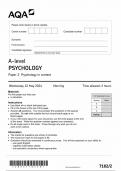 AQA A LEVEL PSYCHOLOGY Paper 2 Psychology in context  QUESTION PAPER 2024 (71812)