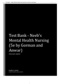 Test Bank - Neeb's Mental Health Nursing (5e by Gorman and Anwar)