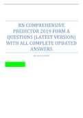 RN Comprehensive Predictor 2019 FORM A QUESTIONS (LATEST VERSION) WITH ALL COMPLETE UPDATED ANSWERS