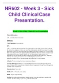 NR602 - Week 3 - Sick Child Clinical Case Presentation