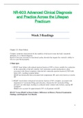 Week 3 Readings - NR603 / NR-603 / NR 603 (Latest) : Advanced Clinical Diagnosis and Practice Across the Lifespan Practicum - Chamberlain