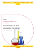 CHEM 1001Chemistry (9701).EXAM STUDY GUIDE LATEST UPDATECHEM 1001Chemistry (9701).EXAM STUDY GUIDE LATEST UPDATE