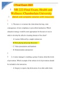 NR 222 EXAM 1 ,EXAM 2 ,FINAL EXAM  & HEALTH WELLNESS STUDY GUIDE 1 LATEST