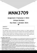 MNM3709 Assignment 3 (ANSWERS) Semester 2 2024 - DISTINCTION GUARANTEED