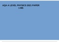 AQA A LEVEL PHYSICS 2021 PAPER 1 MS