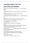 COLORADO PERMIT TEST 2024 QUESTIONS AND ANSWERS 