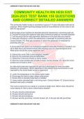 COMMUNITY HEALTH RN HESI EXIT 2024-2025 TEST BANK 150 QUESTIONS AND CORRECT DETAILED ANSWERS