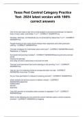 Texas Pest Control Category Practice  Test- 2024 latest version with 100%  correct answers