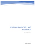Summary Articles Work Organization and Job Design