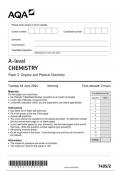 AQA A-level CHEMISTRY Paper 2 Organic and Physical Chemistry 7405/2 June 2024